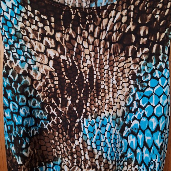 Effortless Style by Citiknits Women Brown Blue Snakeskin Multicolor Dress Small - Picture 6 of 6